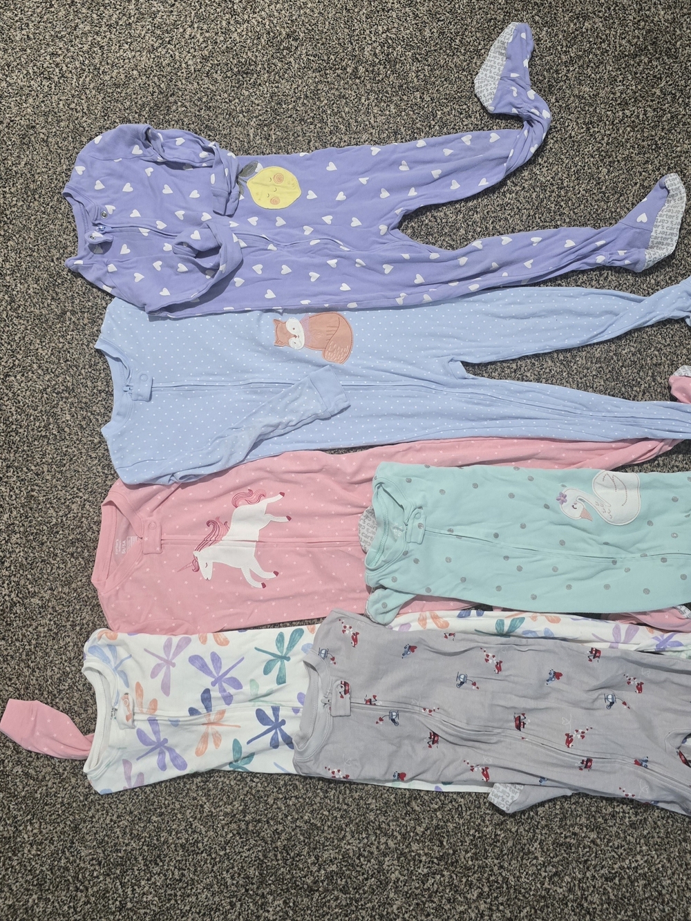 Lot Of 6 Carter's Zip Footed Sleep Sack Pajama Size 5t